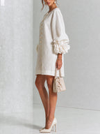 Clementine shift dress with balloon sleeves and rosette cuffs, image 2