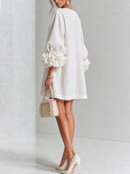 Clementine shift dress with balloon sleeves and rosette cuffs, image 3