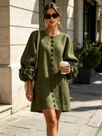 Clementine shift dress with balloon sleeves and rosette cuffs, image 4
