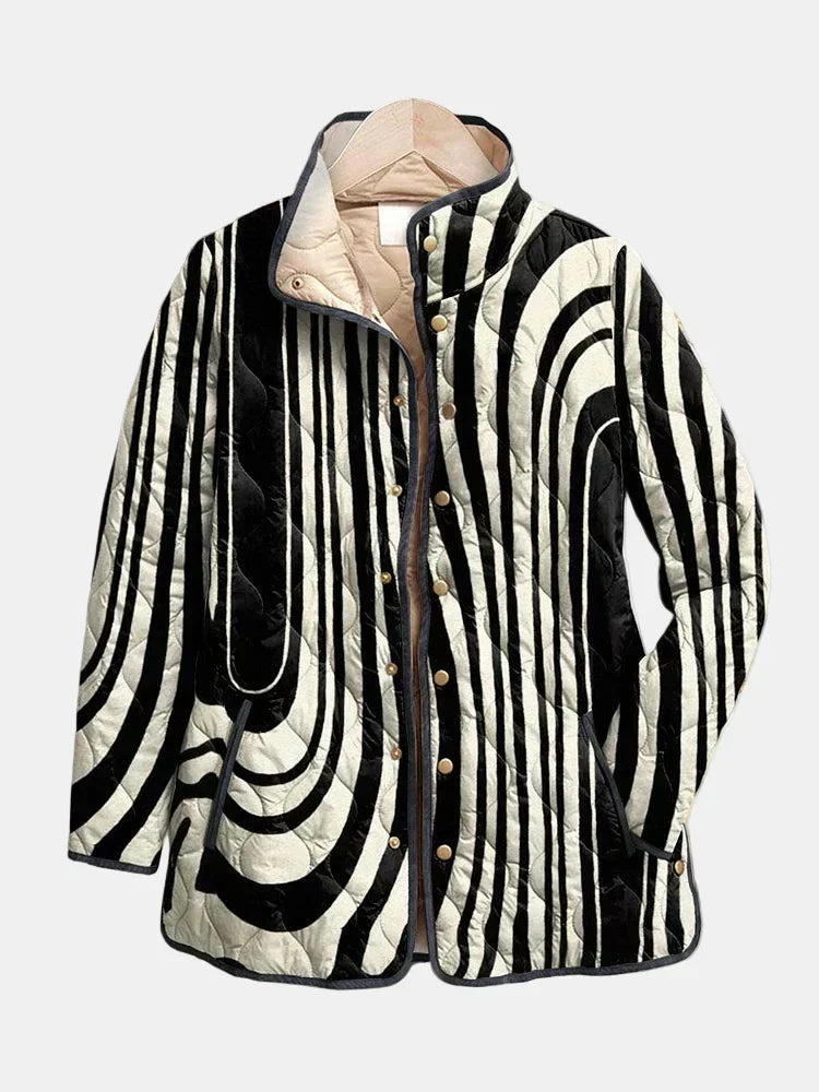 Cordelia quilted jacket with an abstract wave pattern