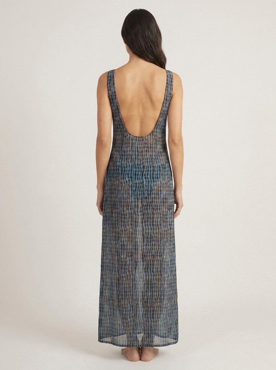 Cressida Sheer Chiffon Maxi Cover-Up Dress - back