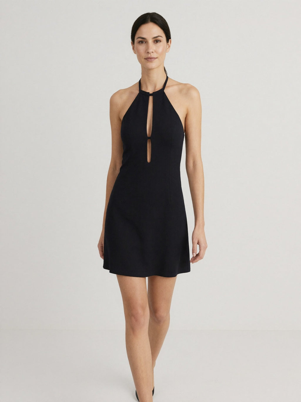 Darian halter tie mini dress walking