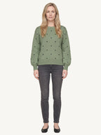 Polka dot knitted sweater, green