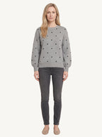 Polka dot knitted sweater, grey