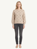 Polka dot knitted sweater, khaki