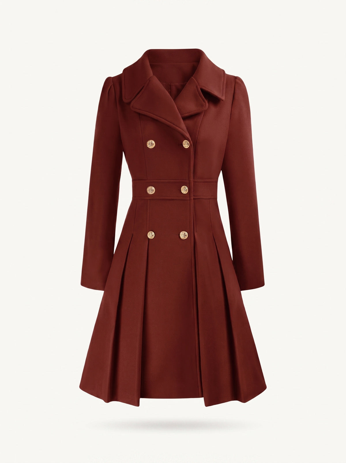 Delphine flared coat deep red