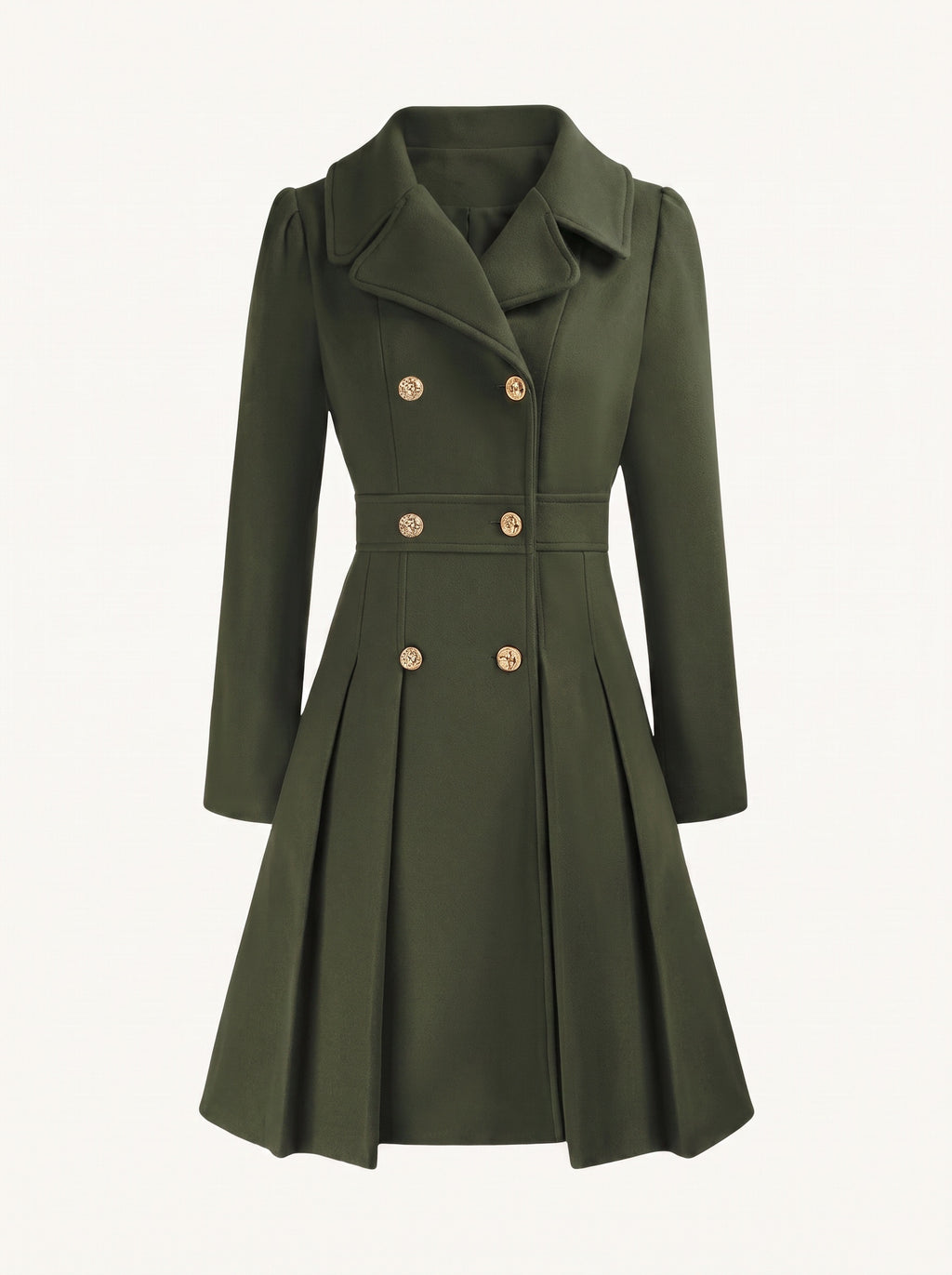 Delphine flared coat army green