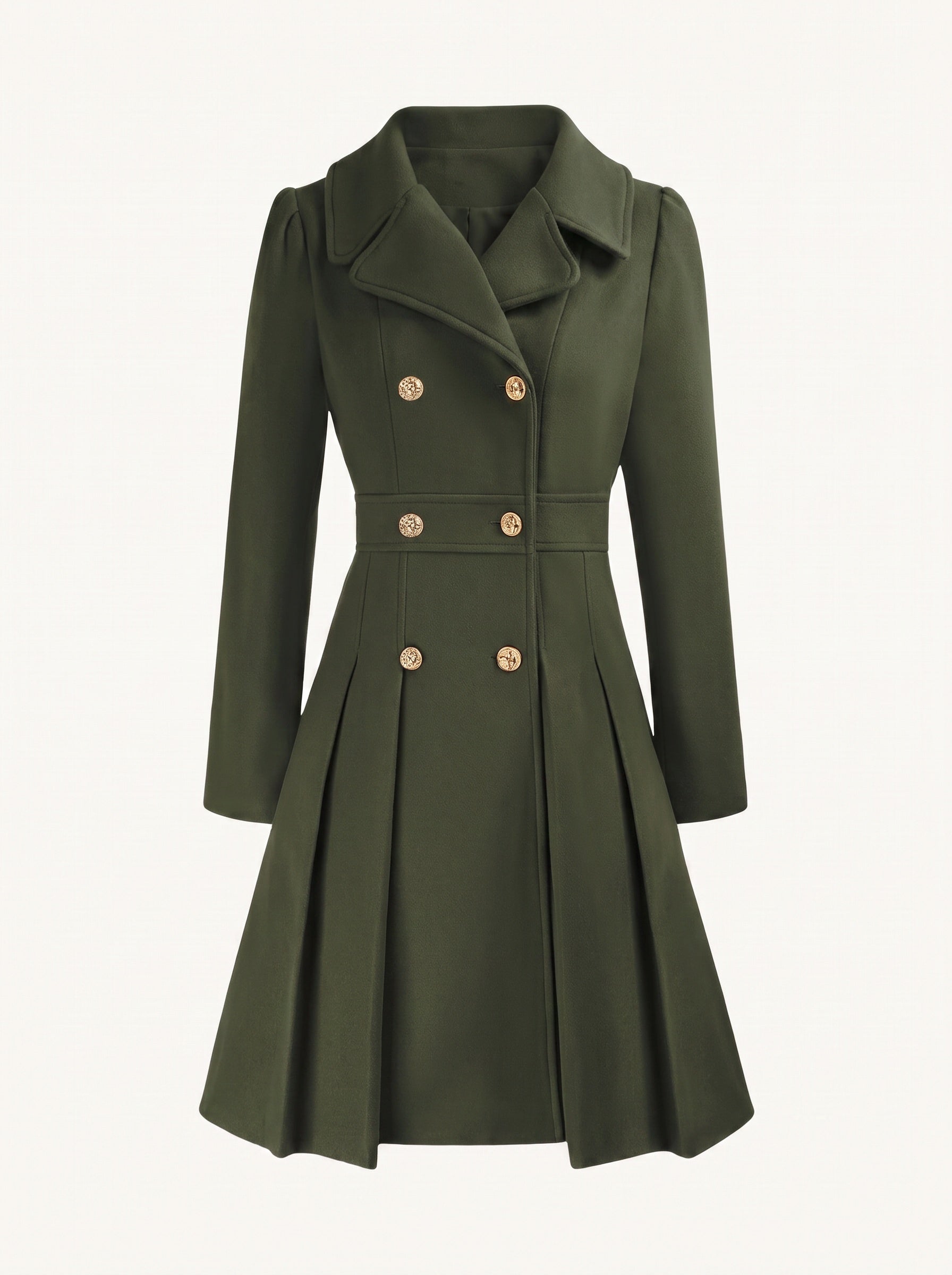 Delphine flared coat army green