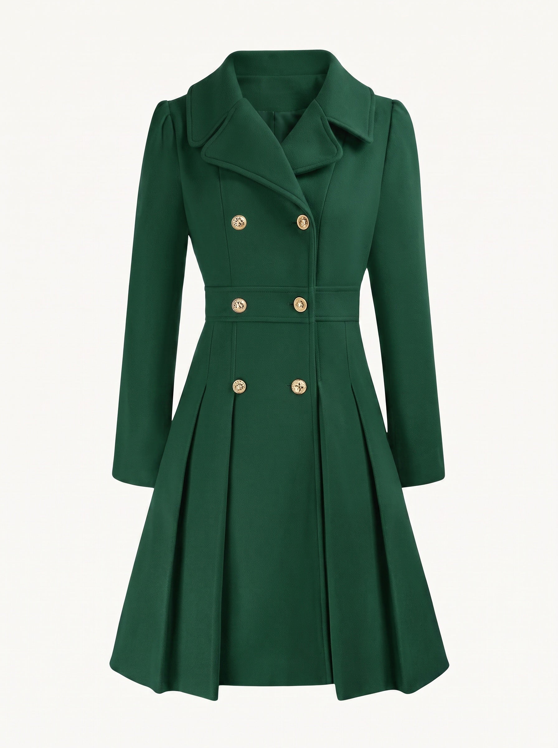 Delphine flared coat dark green