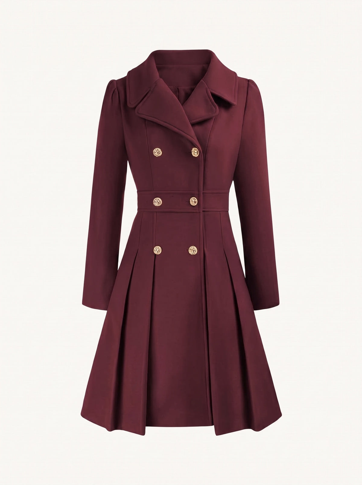 Delphine flared coat burgundy