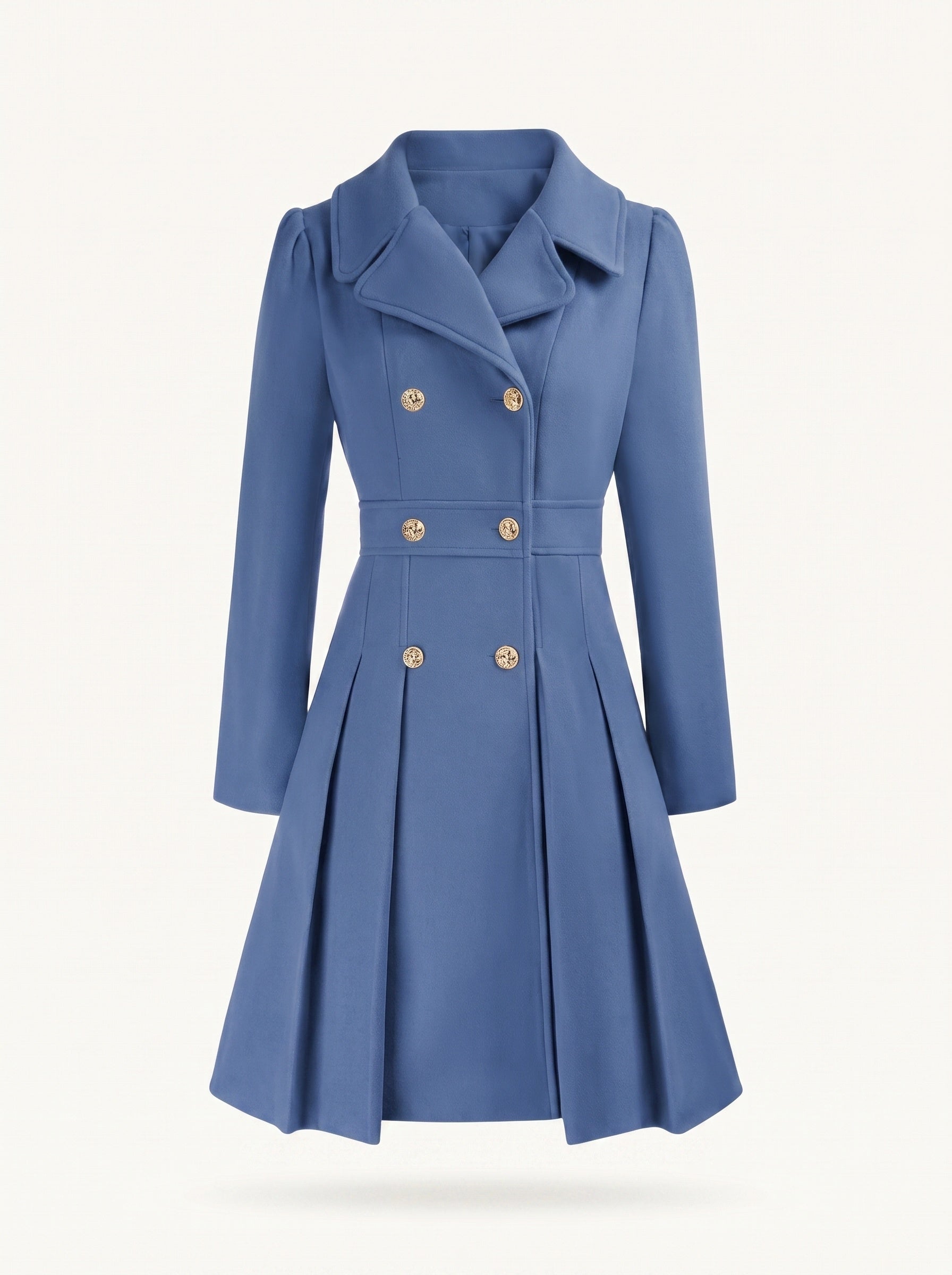 Delphine flared coat grey blue