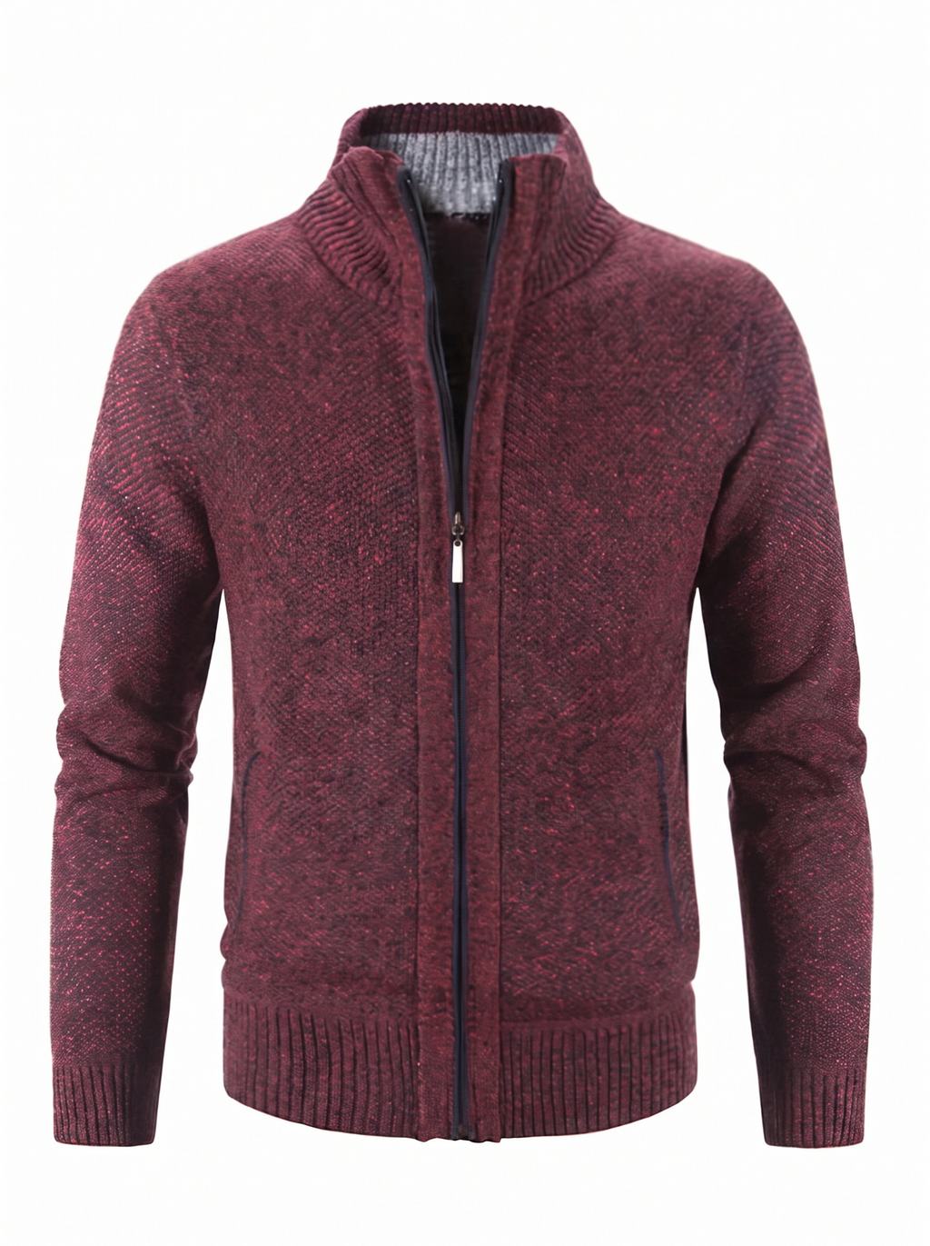 Dorian zip-up knit cardigan red