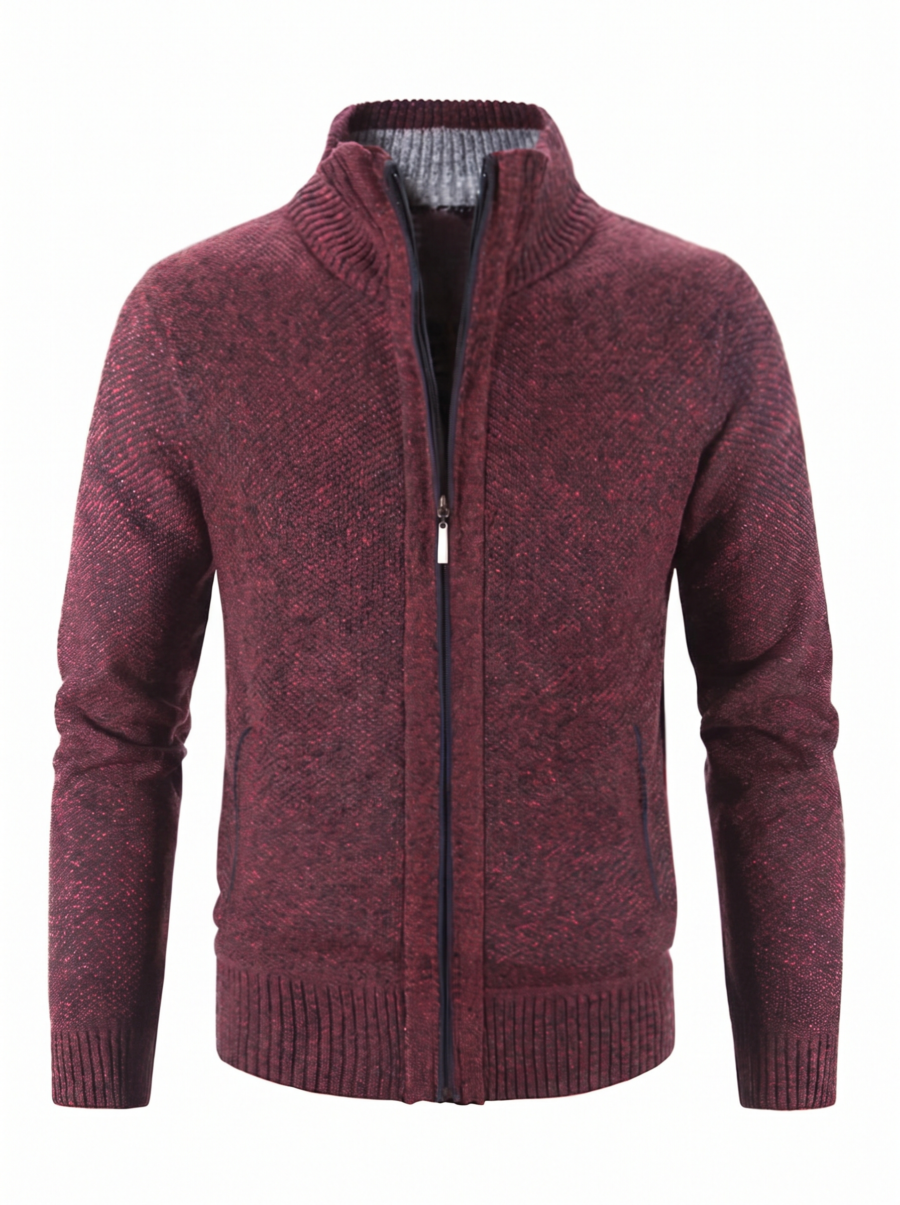 Dorian zip-up knit cardigan red