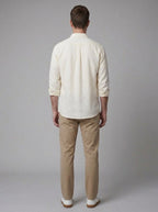 Dorian linen shirt white long sleeve - back