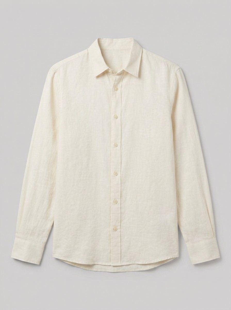 Dorian linen shirt white long sleeve - product only