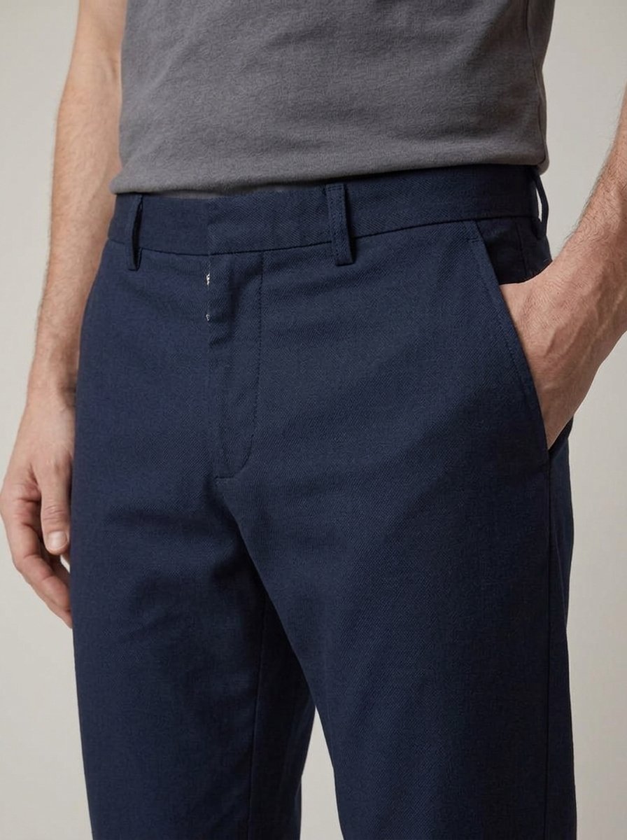 Dorian stretch faux wool chinos - waist and pocket detail