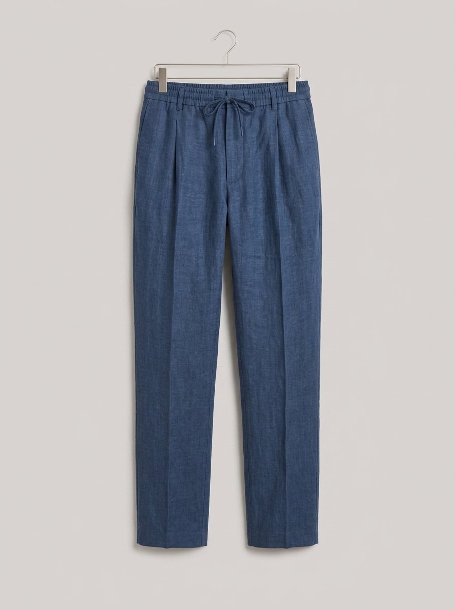 Eamon linen chino trousers blue - product only