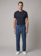 Eamon linen chino trousers blue - front