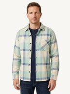 Edison checked overshirt with chest pockets in green