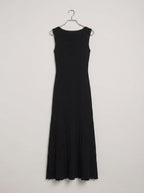Black ribbed knit maxi dress, product-only shot