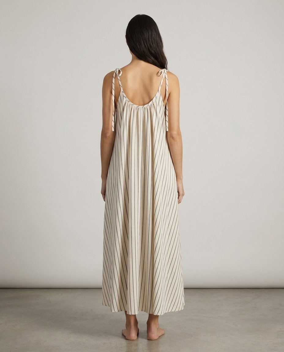 Elinor Cream Stripe Midi Dress back