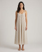 Elinor Cream Stripe Midi Dress front