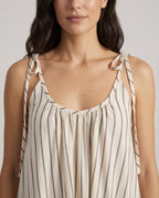 Elinor Cream Stripe Midi Dress neckline detail