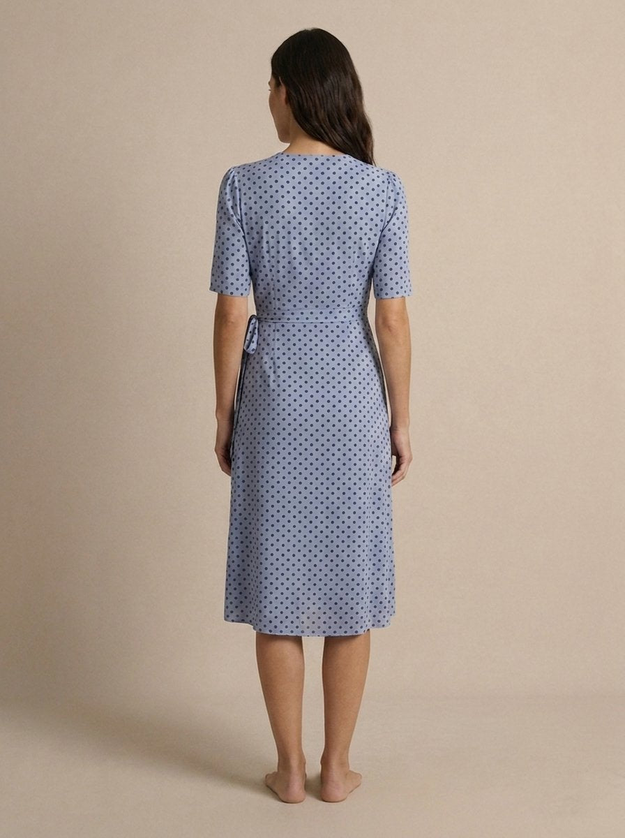 Elinor Polka Dot Midi Wrap Dress - back