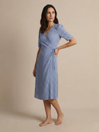 Elinor Polka Dot Midi Wrap Dress - front