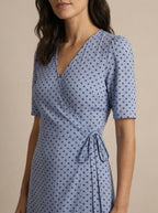 Elinor Polka Dot Midi Wrap Dress - neckline detail