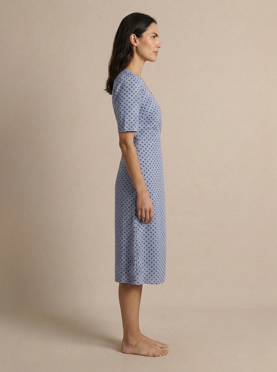 Elinor Polka Dot Midi Wrap Dress - side profile