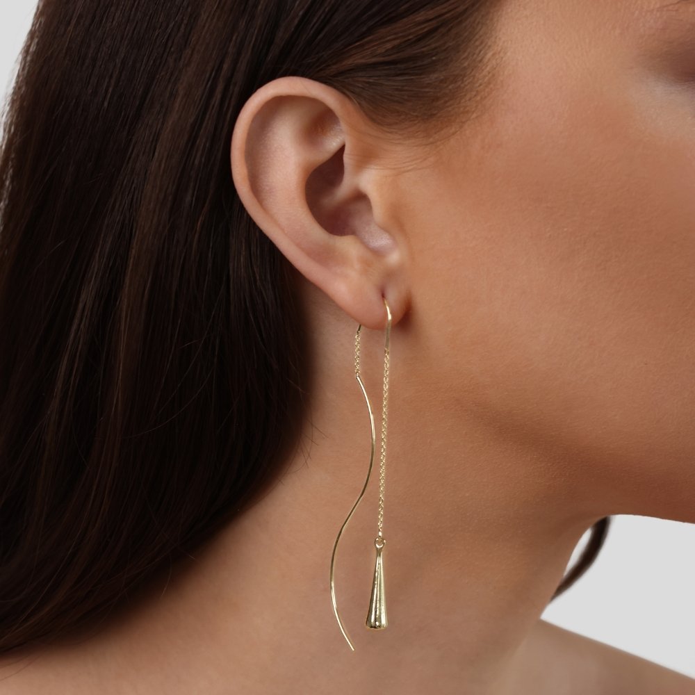 Elisha gold-tone teardrop thread earrings