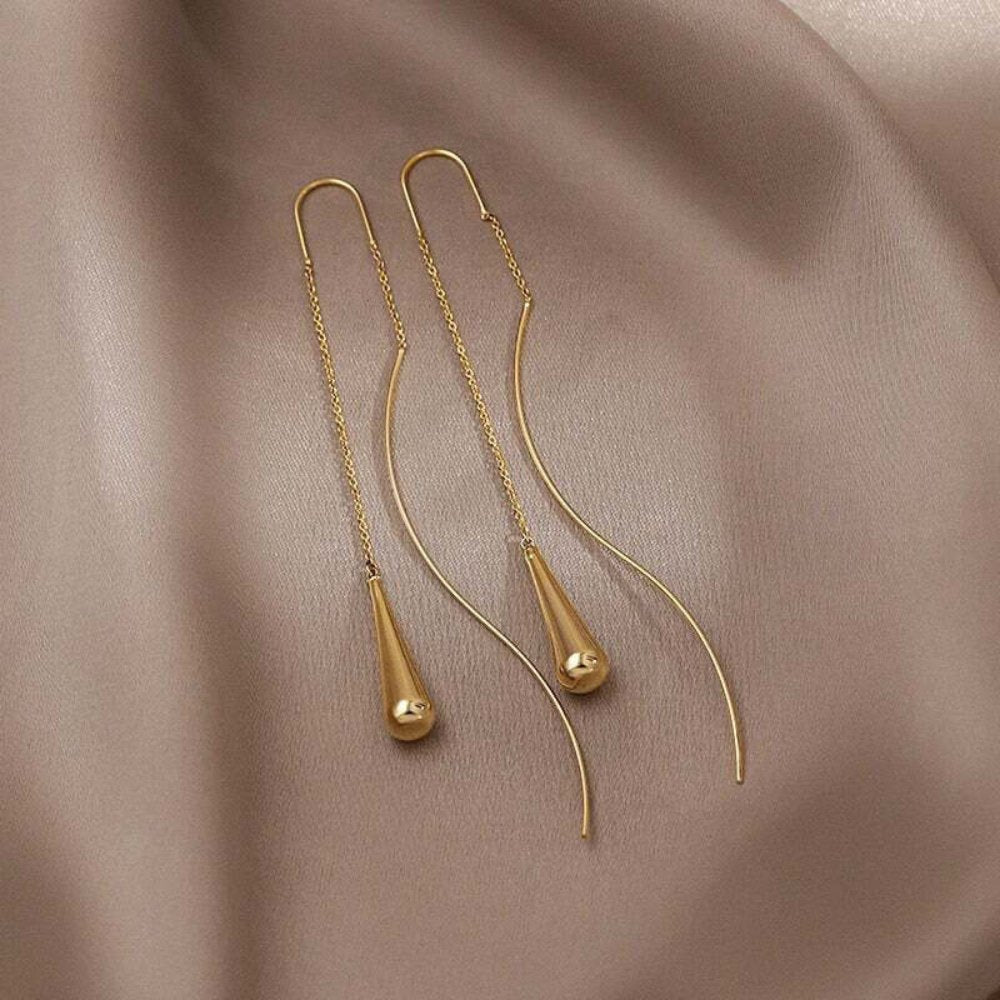 Elisha gold-tone teardrop thread earrings, image 2