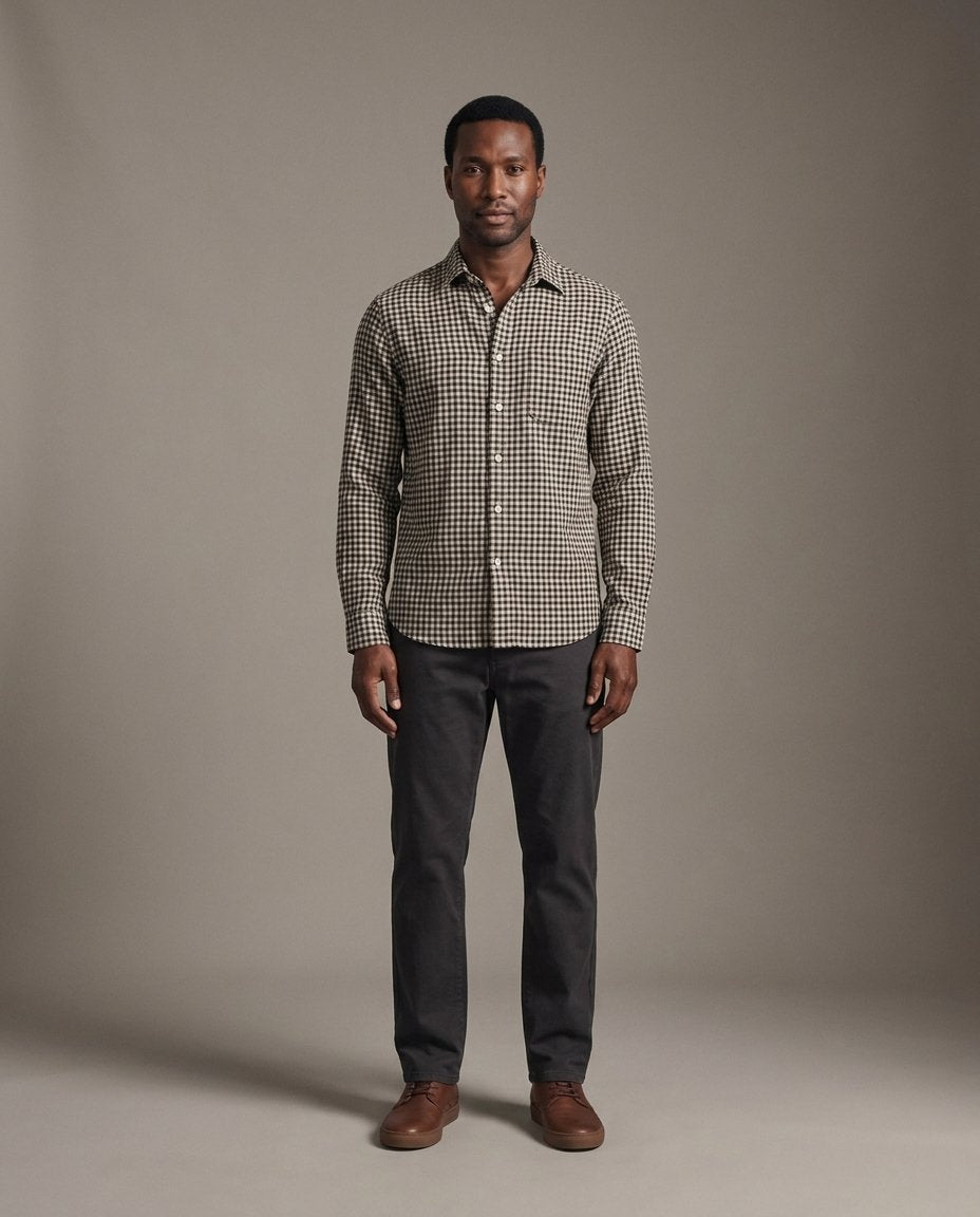 Elric Gingham Organic Cotton-Linen Shirt front