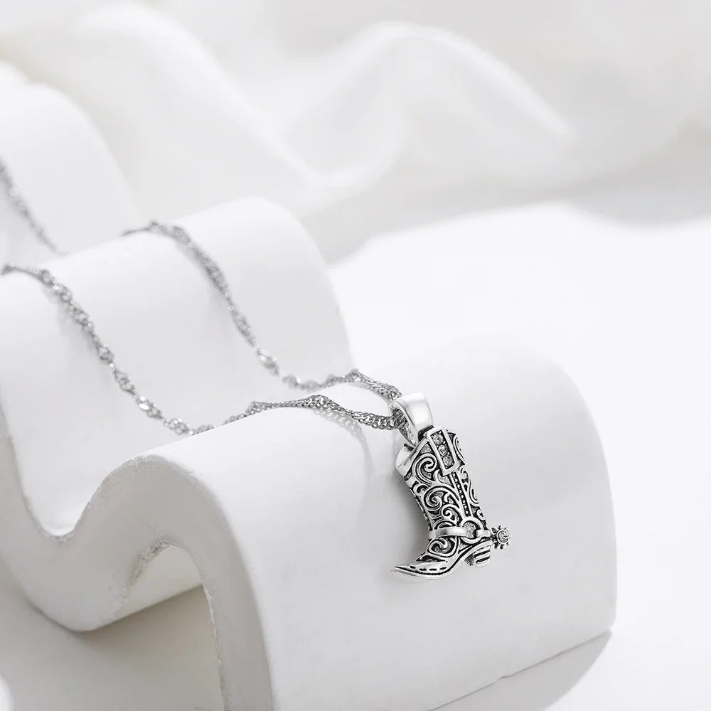 Elsie cowboy boot pendant necklace in stainless steel, image 4