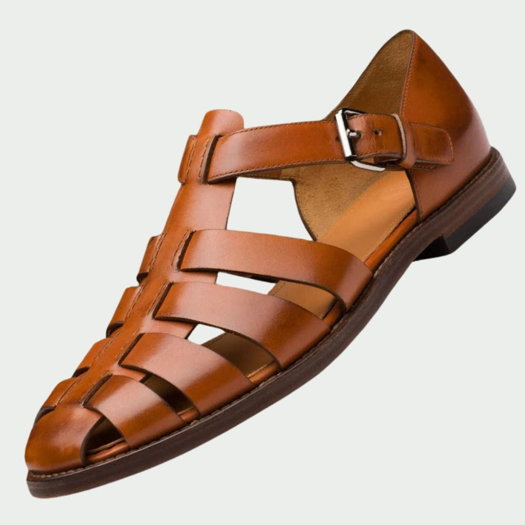 Ethan leather sandals for men, close-up of the footbed