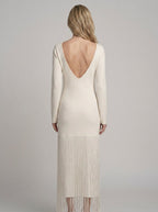 Eulalie Off-White Fringed Cocktail Dress - back