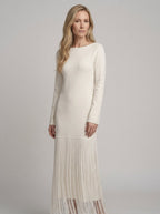 Eulalie Off-White Fringed Cocktail Dress - front