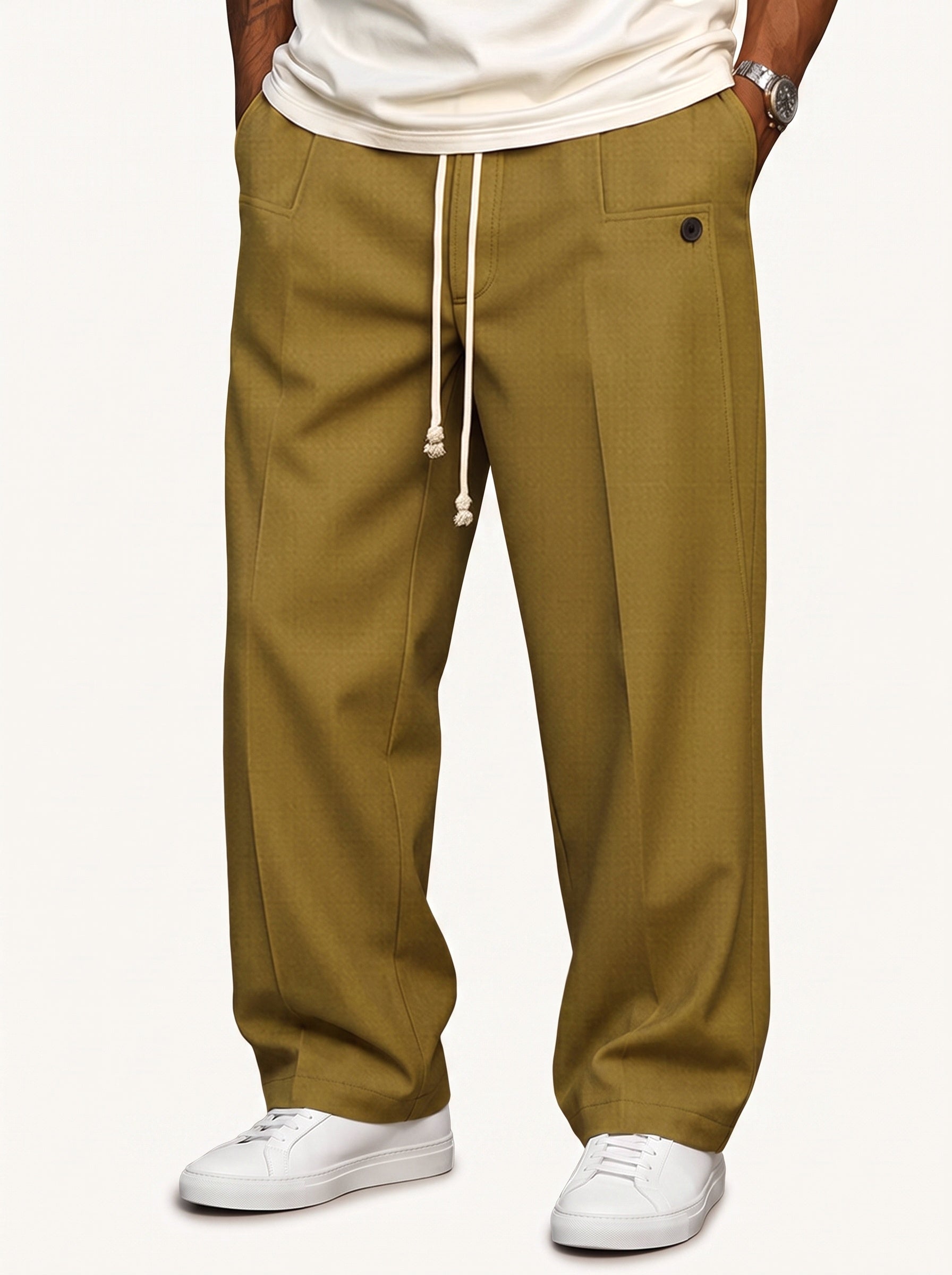 Ewan relaxed fit trousers khaki side