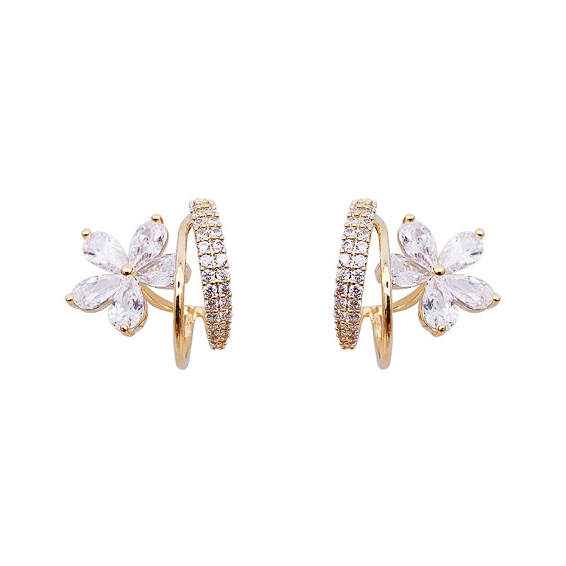 Florelle zirconia flower stud earrings in gold-tone, image 3