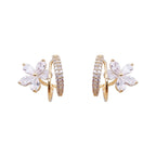 Florelle zirconia flower stud earrings in gold-tone, image 3