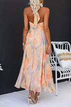 Florence halter neck maxi dress with a watercolour print, image 2