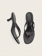 Freja black thong-style kitten heel shoes