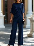 Georgina draped waist top and wide-leg trouser set