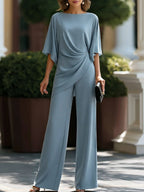 Georgina draped waist top and wide-leg trouser set, image 3