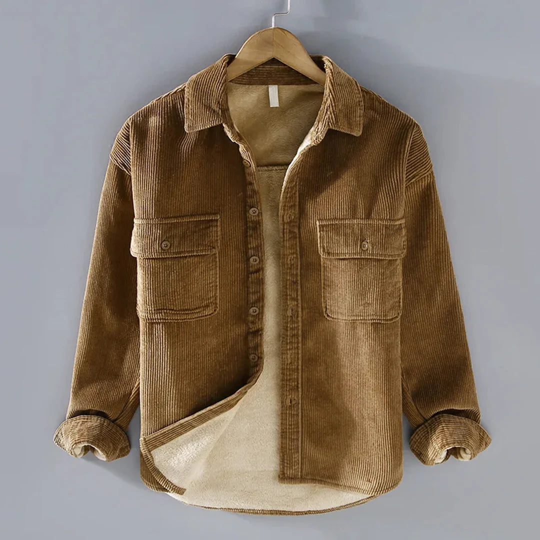 Harvey men's fleece-lined corduroy overshirt
