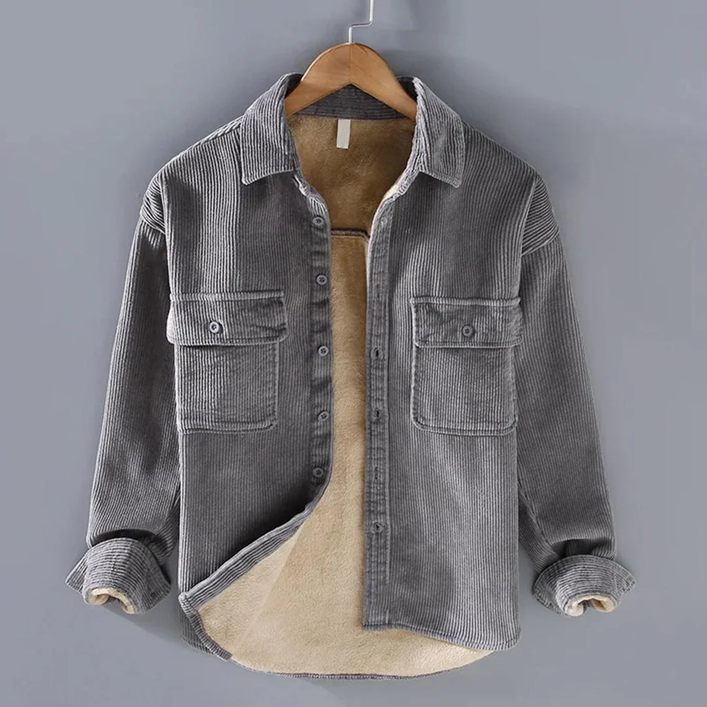 Harvey men's fleece-lined corduroy overshirt, image 2