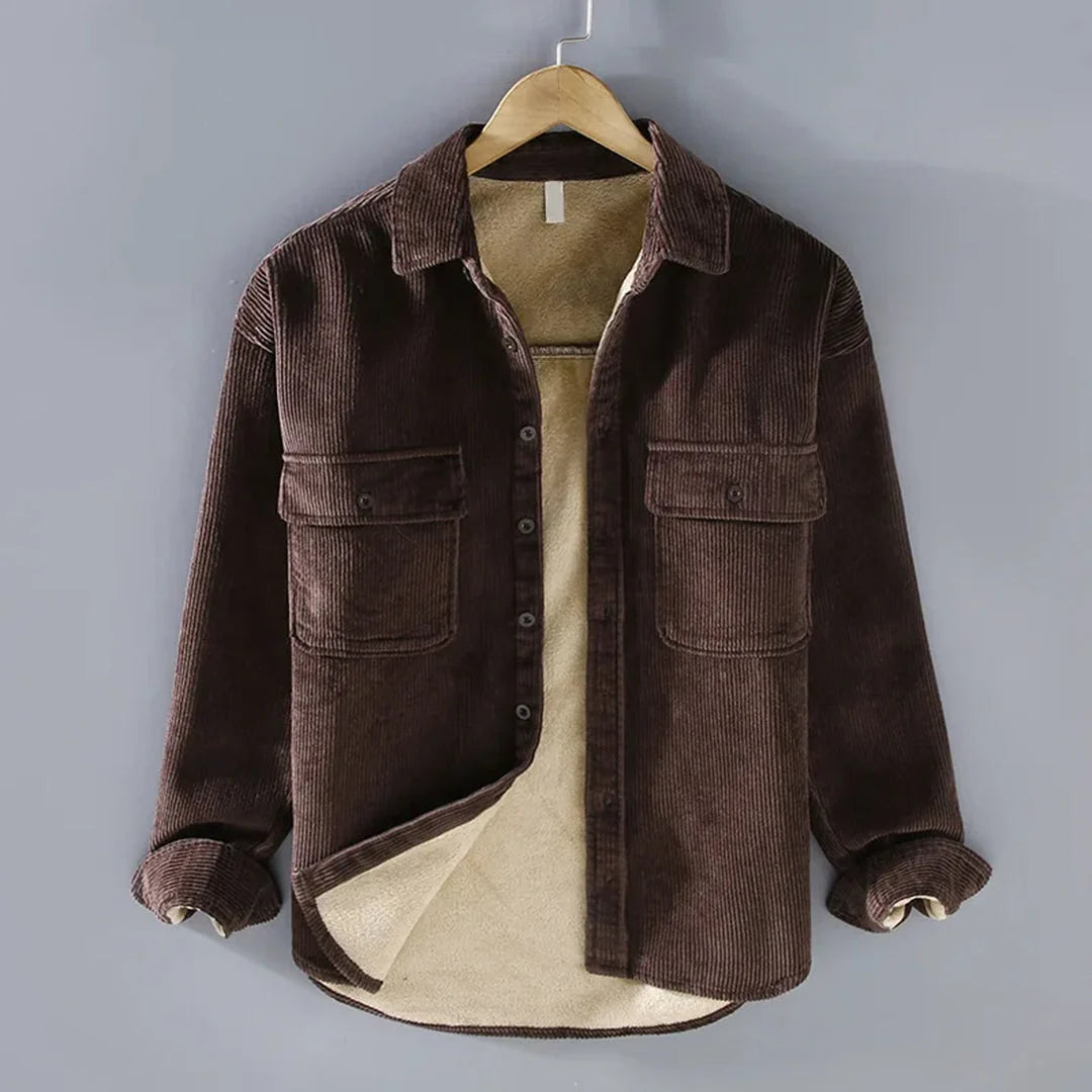 Harvey men's fleece-lined corduroy overshirt, image 3