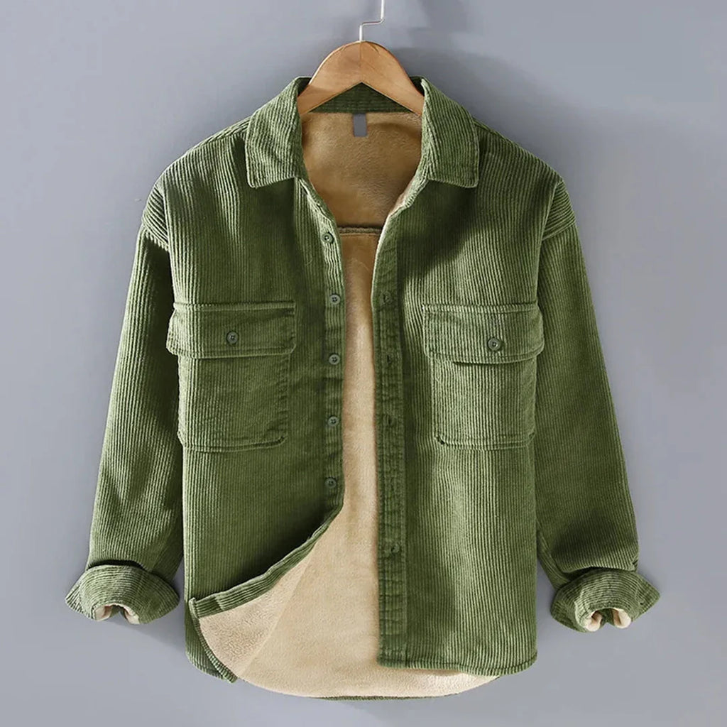 Harvey men's fleece-lined corduroy overshirt, image 4
