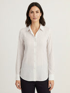 Imogen silk striped shirt collar detail